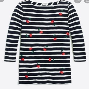 J crew cherry striped 3/4 length sleeve tee XS